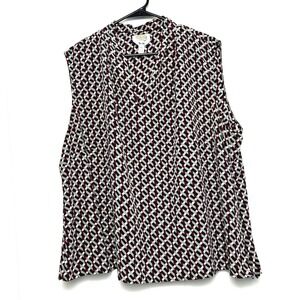 Vintage Talbots Woman 100% Silk Blouse Plus Size‎ 24W Sleeveless Geometric Print